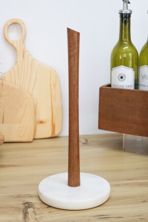 حامل مناشفة ورقية من المرمور MNZ - ديكورات المنزل المكتب حامل مناشفة من المرمور الخشب مع القاعدة KH-150 - Gemboss