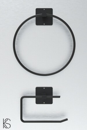 MNZ-الملصق أسود دائري حامل منشفة دورية ورق الحمام معلقا ورق الحمام حامل - Kilinç Store