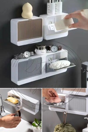 طبق صابون مزدوج مقسم من MNZ مع غطاء الصابون الصلب الصلب الصلب الصلب الصلبة المزمنة من الماء - Kitchen Beauty