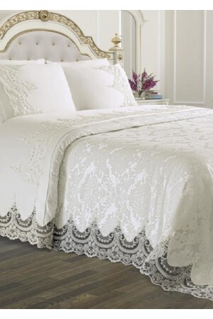 MNZ- الفرنسية Laced Arus Pike Set كريم CD447172 - Çeyiz Diyarı