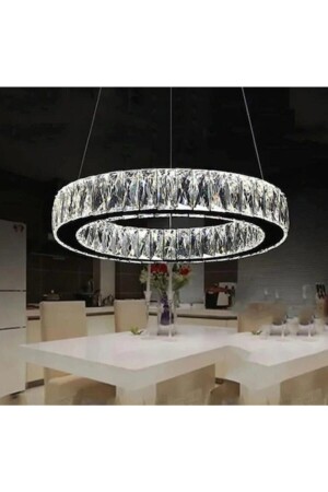 مصباح معلق كروم مودرن من قبل MNZ - مصباح معلق كروم كريستال للطاقة الكهربائية LED عن بعد تحكم 3 ألوان شمعة SAFİR40 - bestof tasarım