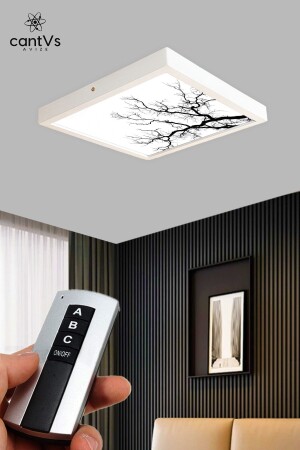 إطار خشب من طراز MNZ مطبوعة لجنة LED 60x60cm التحكم عن بعد على الإطفاء لجنة شمعة 6500k ضوء أبيض مطبوعة مربع - Aquaform