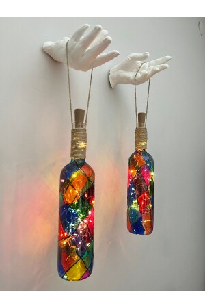 تمثال اليد للمرأة من MNZ LED مضيئة ملونة زجاج زجاج زجاجي نبيذ زجاجة شراب Sconce Set مقهى، بار، حديقة، ديكور - Genel Markalar