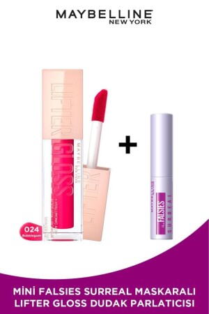 MNZ- Lifter Gloss مرطبة لبية 24 فولجوم & ميني فالكسيات ماسكارا سوريالي 4. 7ML - Maybelline New York