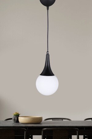 موديل أسود واحد MNZ موديل جديد كرة الزجاج البيضاء الزجاجية مصباح معلق شمعة LMBDR0090BLKBYZCAM - Lambadar