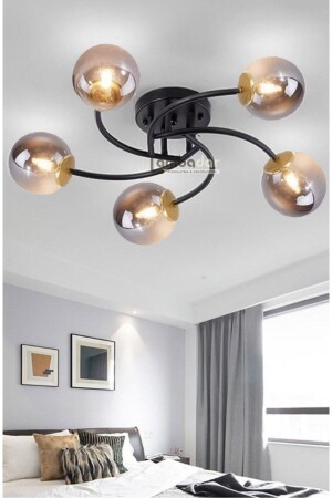 MNZ-الفخامة نموذج طلاء الخمس قطع أسود عصرية الزجاج المدخن الشنابل LMBDR35093 - Lambadar