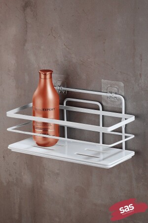 MNZ-الملصق على مدى الحياة رف لا يتصدأ قابل للتعديل منظمة الحمام حاملا شامبو أبيض - أبيض Lş-01 PRA-3796235-1227 - Sas Haus