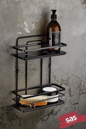 MNZ-الملصق على مدى الحياة رف لا يصلح الموضة المرتبة الحمام حامل الشامبو الأسود Lş-02 Ss PRA-8973188-1137 - Sas Haus