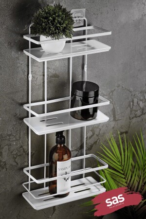 MNZ-الملصقة الحياة لا تتصلب البلورات المستقرة قابلة للتعديل رف الحمام منظمة شامبو حامل الأبيض Lş-03 Bb 2401191600 - Sas Haus