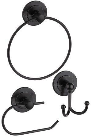 MNZ-المرصص ثلاثي الأسود حامل الحمام المشنّج معلق ورق الحمام حامل الحمام مجموعة لوازم الحمام - Lucena