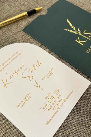 دعوة زفاف من طراز MNZ - تخفيض بيض - Luna Davetiye