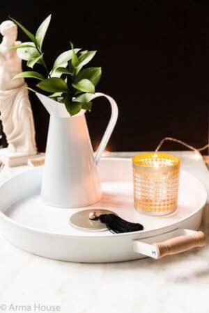 سلة من المعدن MNZ-مستديرة مع معقب خشبي LVN1269O - Lavin