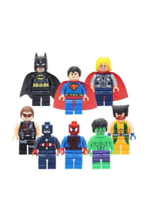مُتوافق مع MNZ مجموعة Marvel Batman Super Heroes 8 Pieces شخصية بطل superkahraman8x - marimari