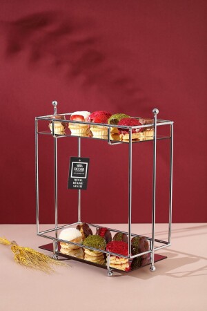 MNZ-مستطيل الفضة المرآة القهوة الجانب عرض الهدية تزيين العلاج منظمة MDF الخشب 40 سم PTSSHYGLD - mba decor metal bending art