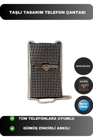 الهدية من نوع MNZ الهدية الهاتف النسائية محفظة كيس الكتف مع حجر فاتن سلسلة الفضة الكتف شريط MDLPLLU - madamlina