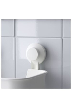 سلة حمام بيضاء MNZ مربع Meridyendukkan حمام رف سلة مع كوب الصق السلة البيضاء - IKEA