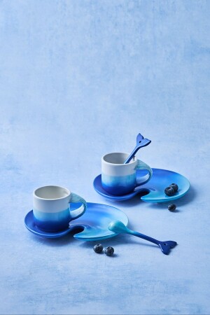 مجموعة كوب قهوة من حجم كبير من طراز MNZ- Mermaid لثلاثة شخصين - Karaca