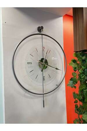 MNZ - متوسط الحجم - ماتة الرمادي الفاخرة الشفافة الأساسية المعادن الزخرفية الزجاجية زجاجية الفاخرة ساعة الجدار - Metaquartz Aksesuar