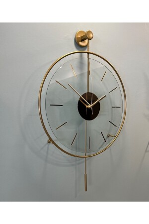 ساعة جدار معدنية مزدحمة من الزجاج من نوع MNZ - ساعة جدار معدنية ديكورية حديثة - Metaquartz Aksesuar