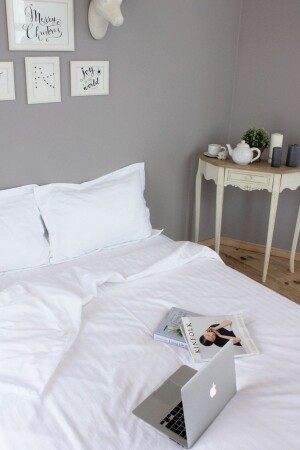 MNZ-بيضاء مشبك الملك الحجم القطن ساتيين غطاء غطاء مجموعة بيلجيبيضاء - METİNEV