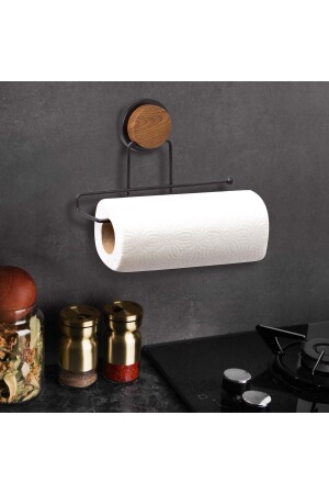 مكنسة سحرية مصممة بالخشب من نوع MNZ - مصممة سحرية لصلبة ورق أسود حامل المناشف MGS-705W - Okyanus Home