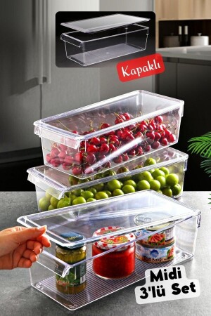 غطاء MNZ Midi Tall Clear Refrigerator & Cabinet Organizer 3 قطع NDY-EP-616 - Nandy Home