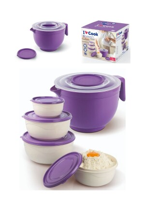 مجموعة من صناديق المزيج MNZ & Mixer Bowl Set اللون الأرجواني MHM2034 - Melkan Home