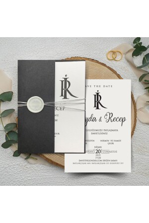 بطاقة دعوة سوداء من غطاء واحد من MNZ مع شريط مغلق - MK58325 - Gndr