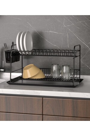 MNZ-مطبخ رف رف لوحة رف لوحة المكتب رف رف الأطباق رف الأطباق رف الأطباق جفاف السلة الأسود - Mubatex