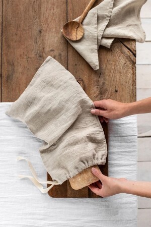 حقيبة الخبز من اللن المغسله من MNZ، حقيبة الخبز من اللن الخام، حقيبة الخضروات، حقيبة الفاكهة MYLN00MS030 - miyolin