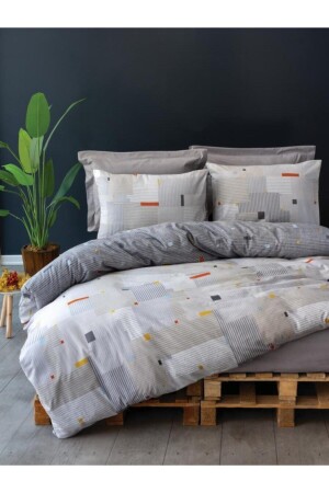 MNZ-دنيا غطاء المزدوج المزدوج مجموعة صف الرمادي nd_8680108055847 - Cotton Box