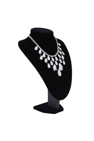 MNZ- Necklace & Necklace Display Mannequin Black Suede 29 سم 2 حجم - Özer Kutu