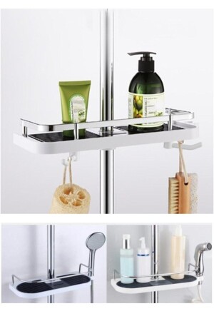 MNZ-غرف الاستحمام رف الاستحمام مخزن رف حاملة شامبو حمام صابن صندوق حمام رف - Netsepeti