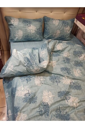 MNZ- القطن ملابس ملابس ملابس مزدوجة شجرة الحياة مرنة غطاء القماش مجموعة NevçHA200x220مثبتة - ŞENER HOME