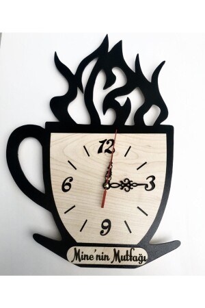 ساعة الجدار المطبخ من طراز MNZ مع صورة الزجاج الأسود ONCABARDAK - Genel Markalar