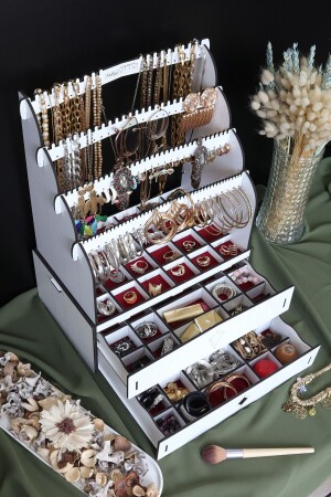 MNZ- الماس كبير المنظمات التجميل ماكياج العقدة الأذن الخاتم المتحركة المجمعين الصندوق المجوهرات الأبيض التصميم_otto_diamond_lar - Design OTTO