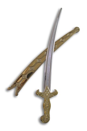 سيف التخفيف البلاستيكي المغطى باللون الذهبي من MNZ - منتج تزيين - Puffa