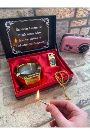 مصباح ذهبية شخصية من MNZ ، ومكبر سحري و كريات الصلاة مجموعة P00011197 - sihirlihediyem