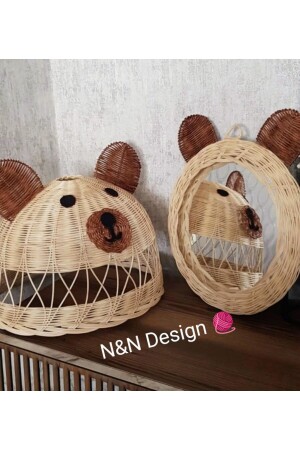 غرفة الأطفال (MNZ) الباندا أذن (Panda Eared) شمعة ومراياً، و (Rattan Bamboo Wicker Bear) تم تصميم (Candlelier) ومرا - Veneris Home