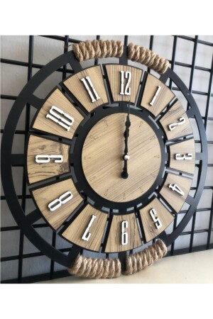 ساعة جدارية مزخرفة من MNZ مع حبل خشبي - Pey Aksesuar