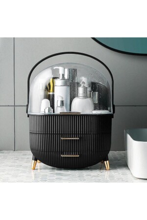 MNZ-منزل بمنزل مخزن مكياج منظمة تجميل أسود - Piev