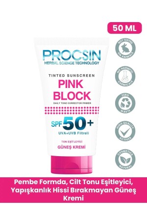 MNZ- Pink Block إضاءة و طون تساوي Spf50 كريم الشمس 50 مل FP. 01. 03. 003. 009 - PROCSIN