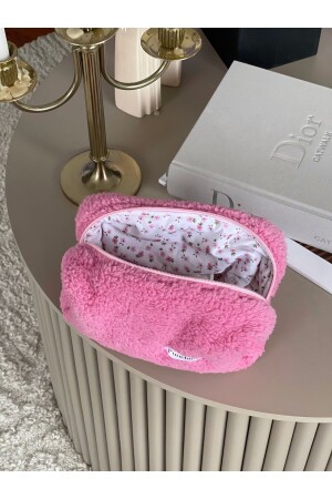 حقيبة تجميل الزهور من MNZ - Pink Fur Plush - Punchiess