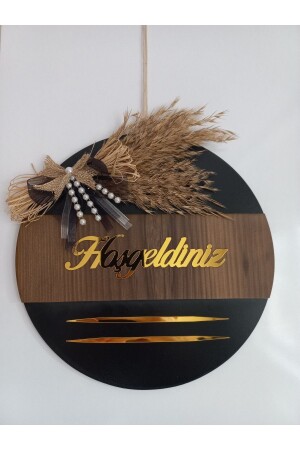 MNZ-مرحبا بكتابة مرآة Plexi خشبية زينة الباب الزخرفية زينة الباب الخارجي - HeiN