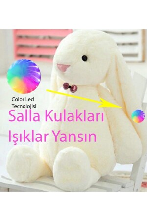 أرنب ذي الأذن الطويلة من طراز MNZ - أرنب ذي الأذن الطويلة من طراز Plush Rabbit مع ضوء LED - رفيق نوم 65 سم - Sole