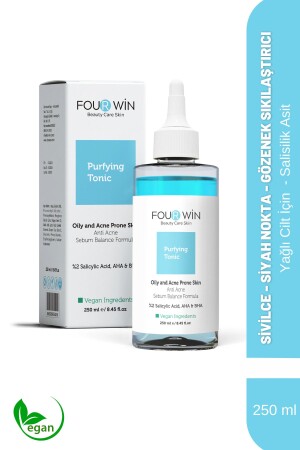 MNZ- Pores تقوية تنظيف جلد الزيت والحمل (2% حمض الساليسيل، Aha&bha) جلد مزمن 250ml عرضة للحمل - Four Win