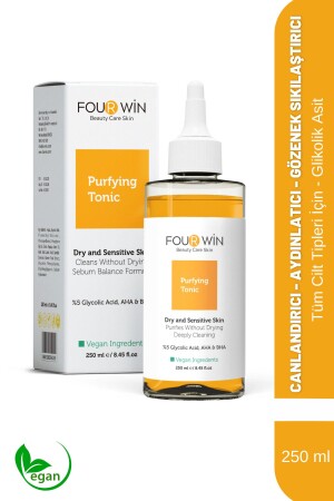 MNZ- Poros تقوية وتنظيف حساسة، جافة و (كل الجلد) حمض الجليكوليك 250 مل تنظيف عميق - Four Win