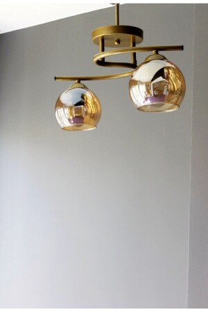 إضاءة MNZ عسل زجاجي العسل القديم غرفة المعيشة مطبخ Poyraz 2 قطعة شمعة - Avizevi