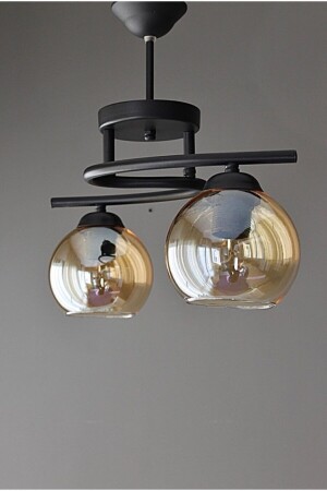 غرفة المعيشة من عينة عسل أسود من إضاءة MNZ Poyraz 2 قطعة شمعة wer34580ğp - AVİZEVİ