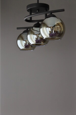 إضاءة MNZ - غرفة المعيشة ذات الزجاجات السوداء المدخنة الحديثة Poyraz 3-Plus الشنابل DWWT3236 - AVİZEVİ